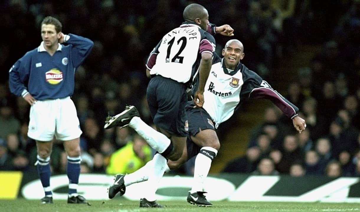 Paulo Wanchope celebrates scoring at Leicester