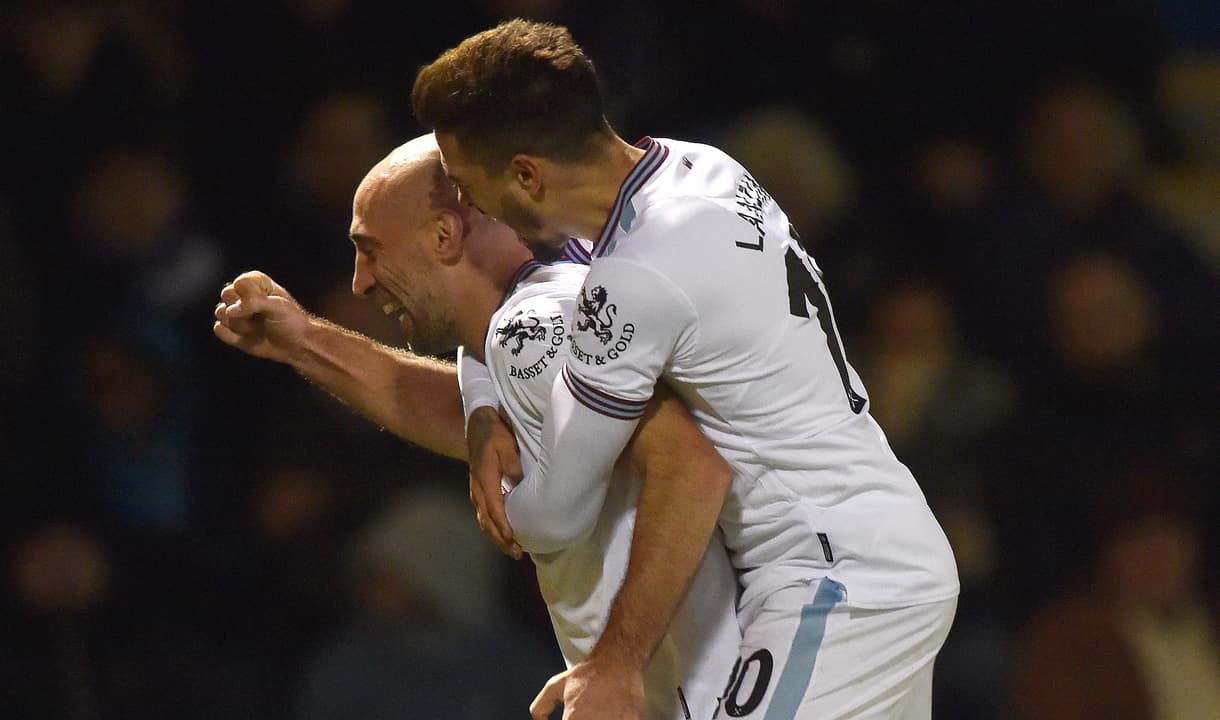 Pablo Zabaleta celebrates his goal at Gillingham