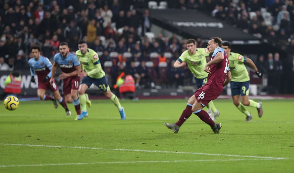 Mark Noble scores against Bournemouth