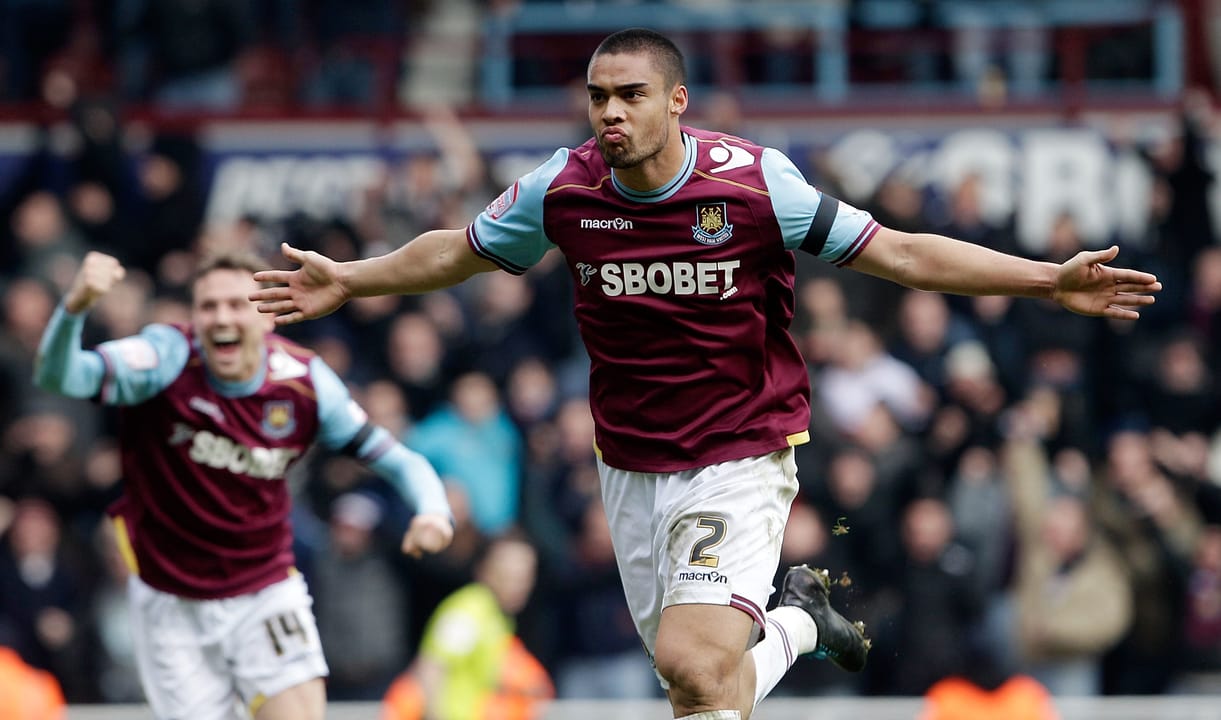 Winston Reid celebrates his goal against Millwall