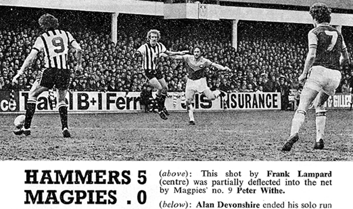 Frank Lampard scores West Ham's third goal