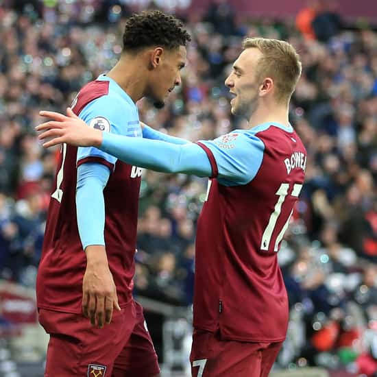 Jarrod Bowen and Sebastien Haller celebrate