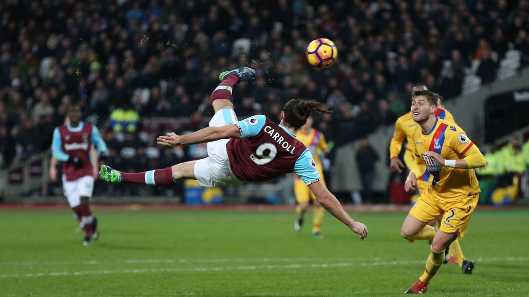 Andy Carroll scores against Crystal Palace