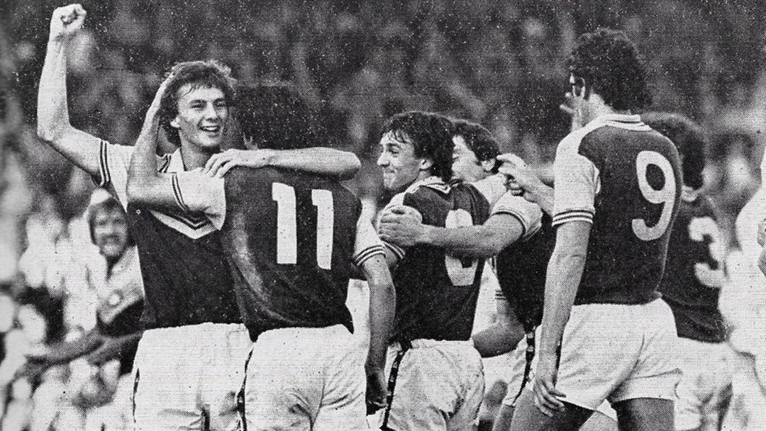 Billy Lansdowne celebrates scoring against Burnley