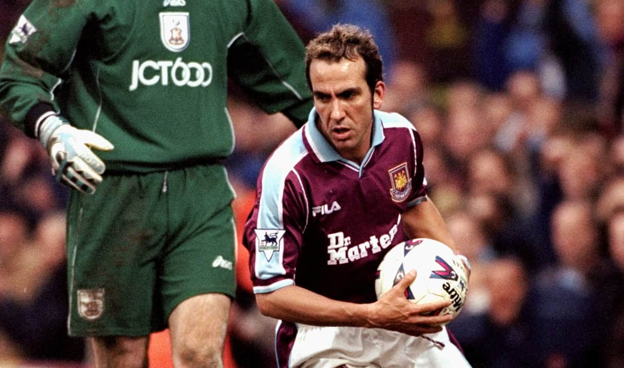 Paolo Di Canio retrieves the ball after scoring against Bradford