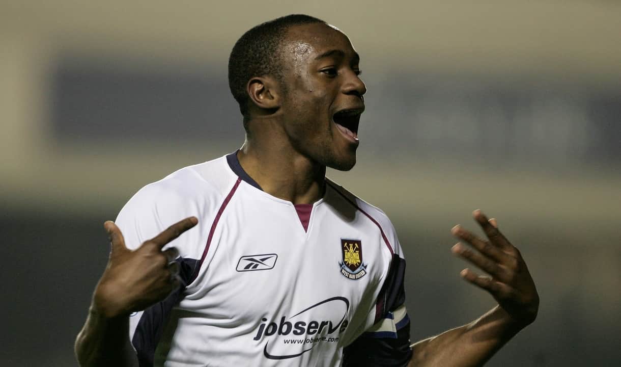 Nigel Reo-Coker celebrates scoring against Arsenal