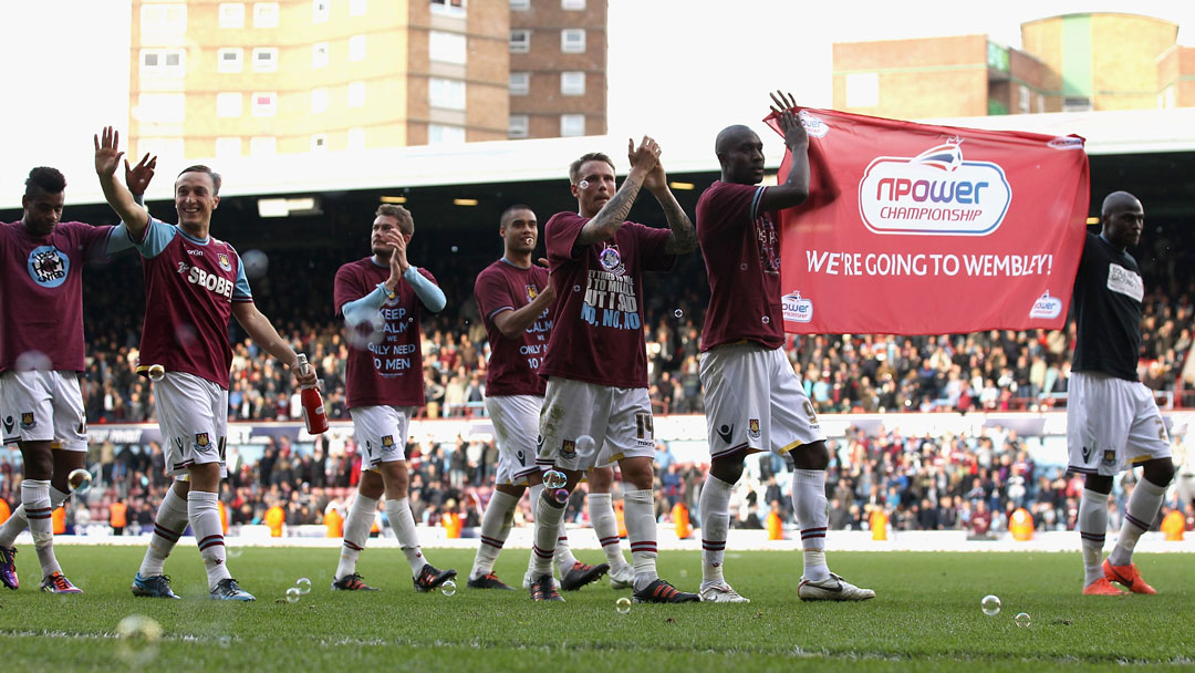 West Ham celebrate beating Cardiff in the 2012 Championship Play-Off semi-finals