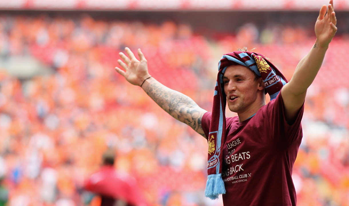 Jack Collison celebrates West Ham United's 2012 Play-off Final win