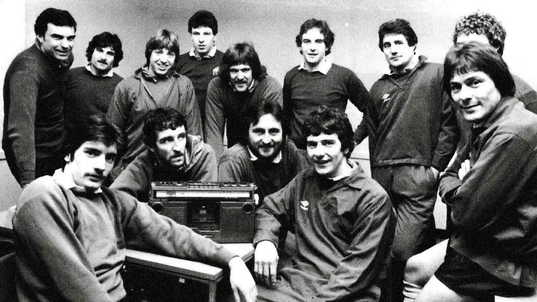 West Ham players listen to the FA Cup draw on the radio