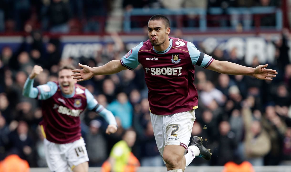 Winston Reid celebrates his goal against Millwall