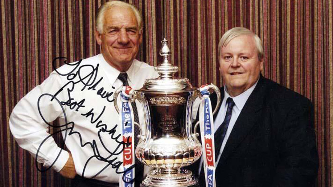 Steve Bacon with John Lyall and the FA Cup