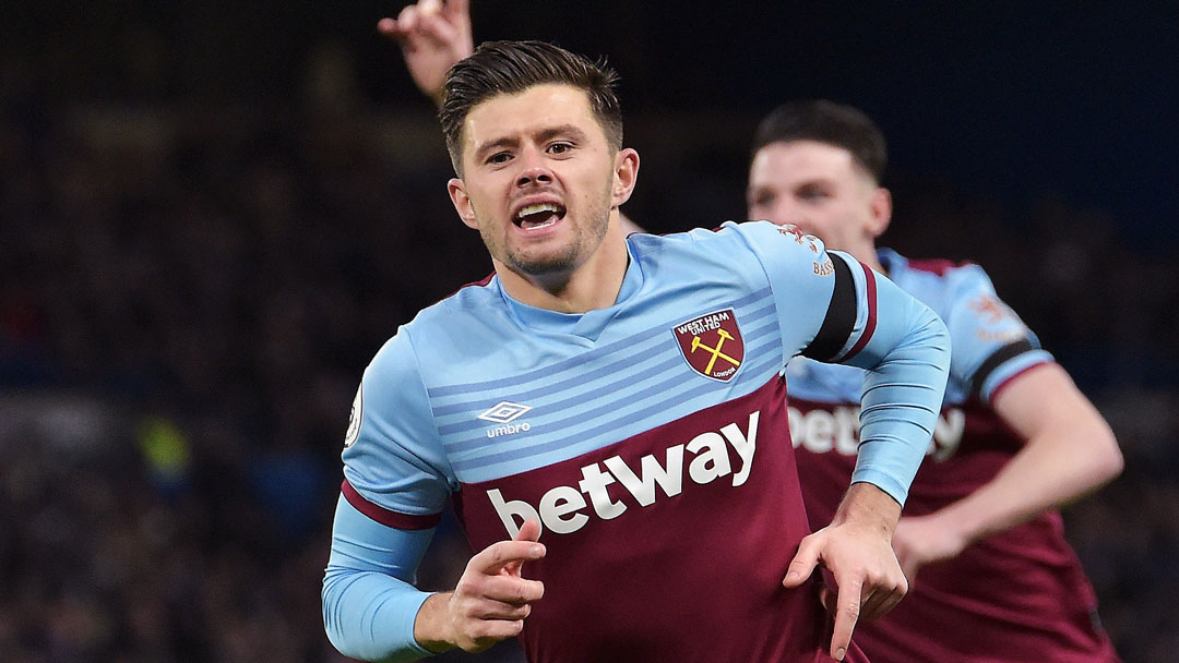 Aaron Cresswell celebrates scoring at Chelsea in November 2019