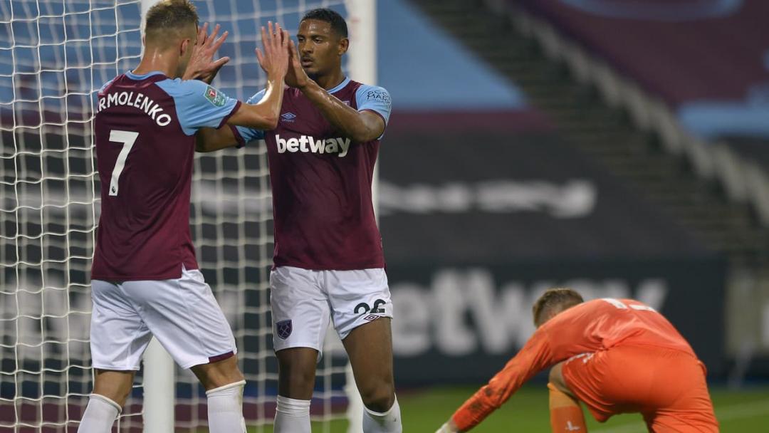 Sebastien Haller celebrates scoring against Charlton