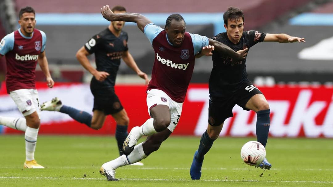 Michail Antonio in action against Man City