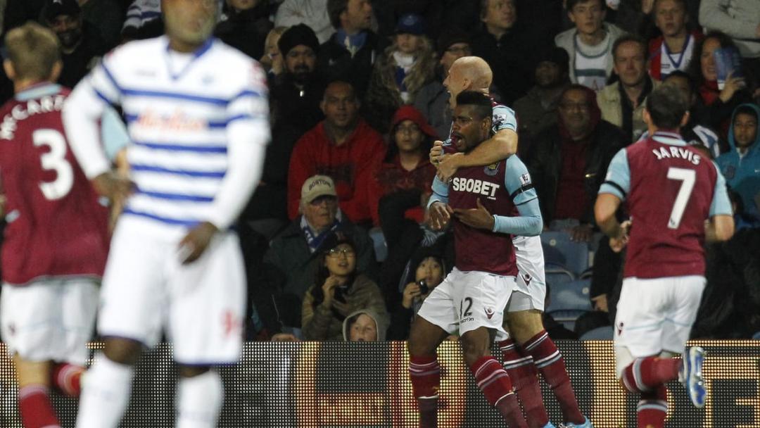 The Hammers celebrate at QPR