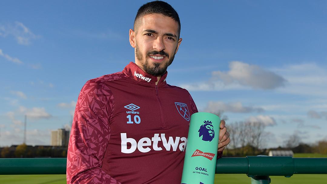 Manuel Lanzini wins Budweiser Premier League Goal of the Month for October