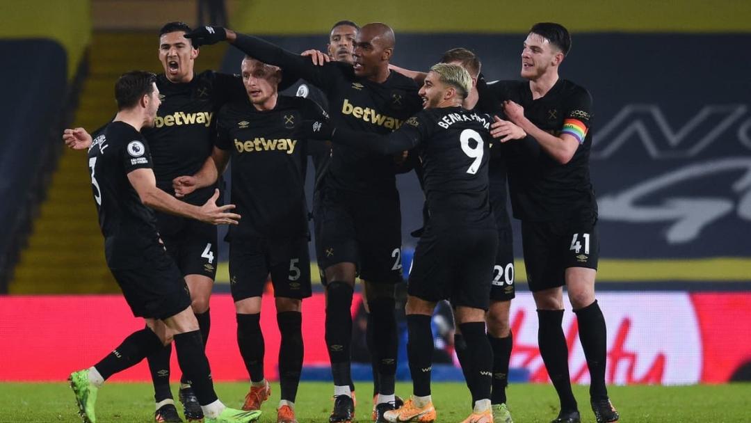 The Hammers celebrate Angelo Ogbonna's goal