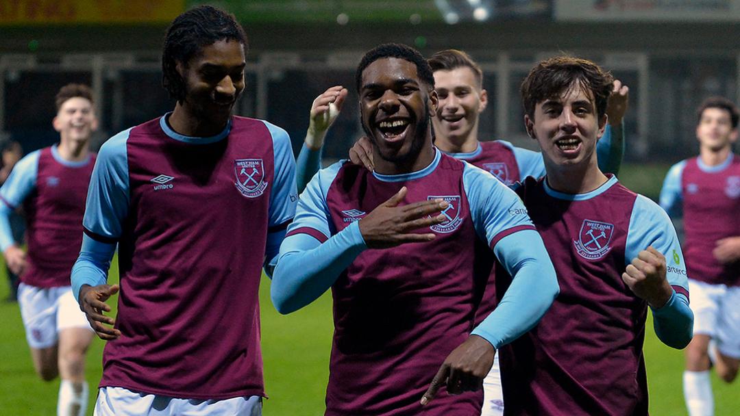 Jayden Fevrier celebrates with the U18s