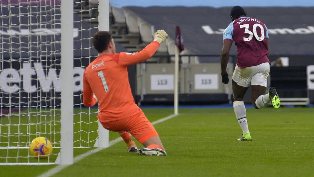 Michail Antonio celebrates scoring against Burnley