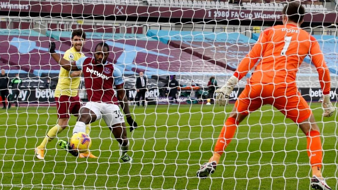 Michail Antonio scores against Burnley