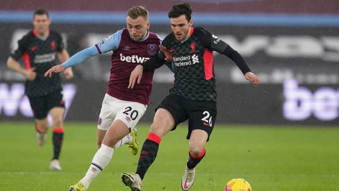 Jarrod Bowen challenges Andrew Robertson