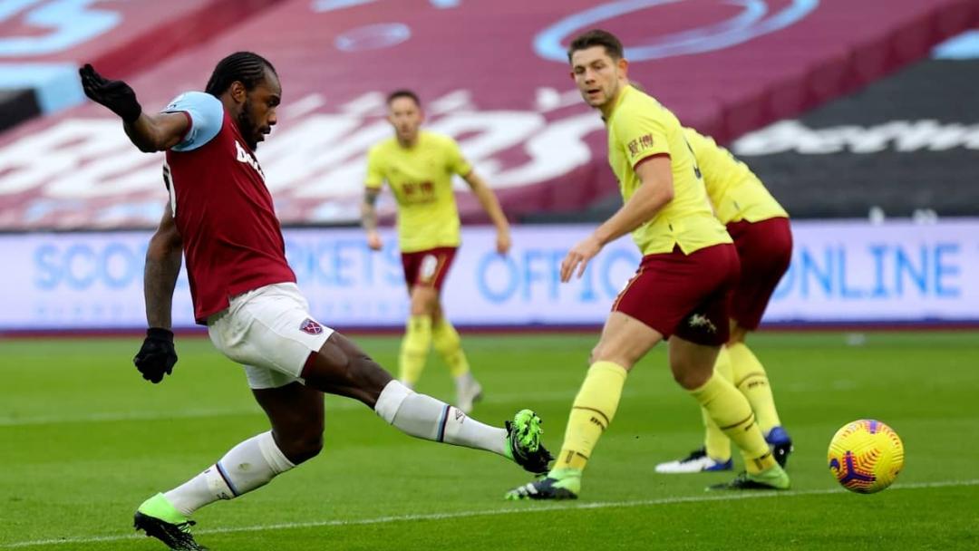 Michail Antonio scores against Burnley