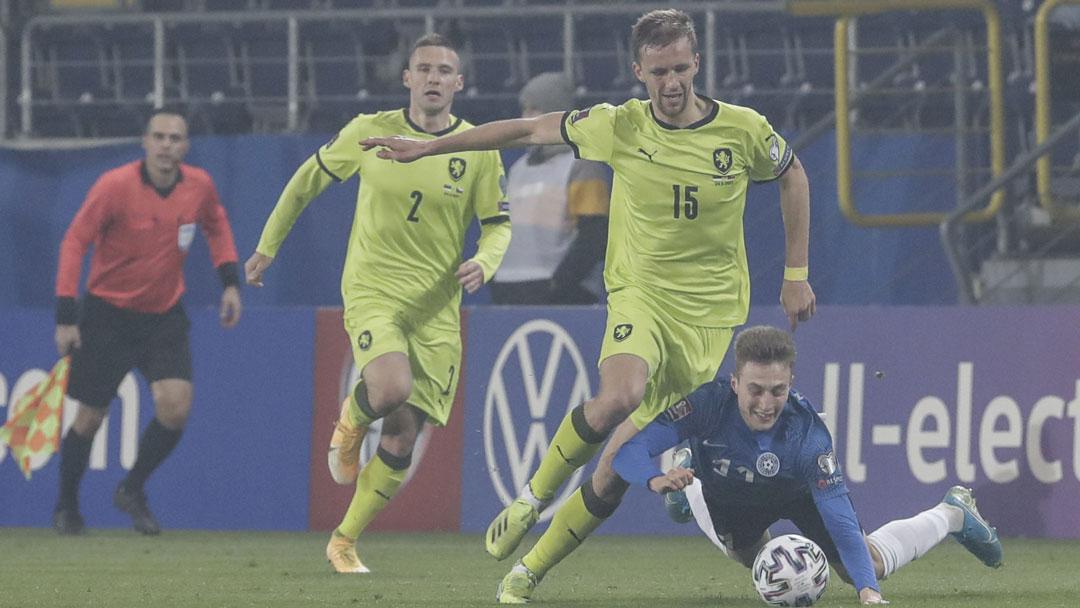 Tomas Soucek in action against Estonia