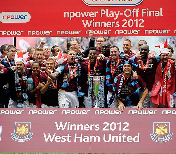 The Hammers celebrate winning the 2012 Play-Off final