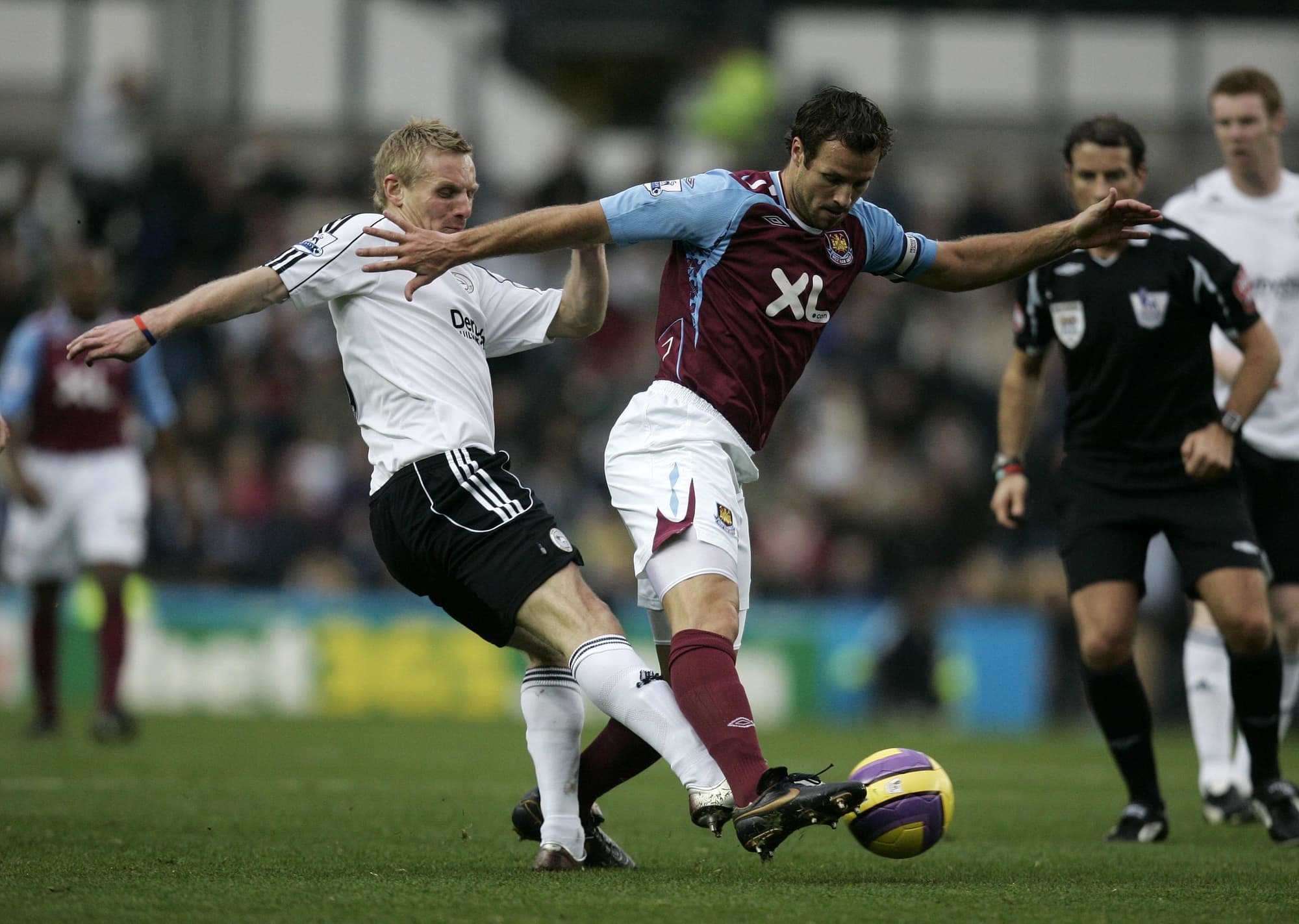 Lucas Neill in action for the Hammers at Derby in 2007