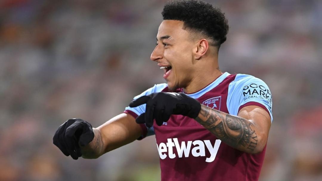 Jesse Lingard celebrates scoring at Wolves