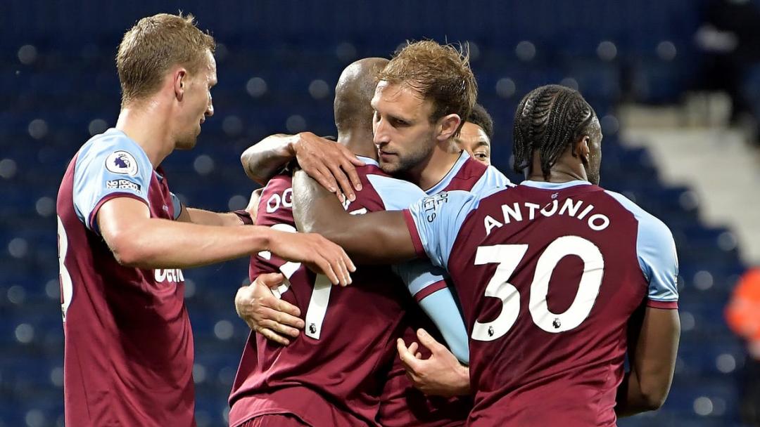 The Hammers celebrate at West Brom