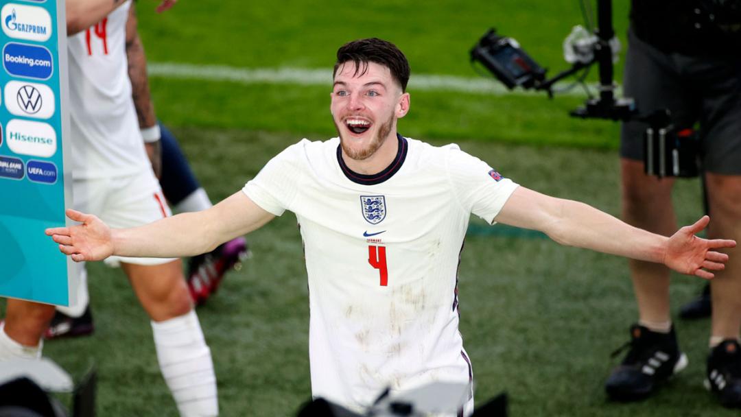 Declan Rice celebrates against Germany