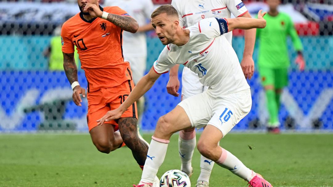 Tomas Soucek in action against the Netherlands