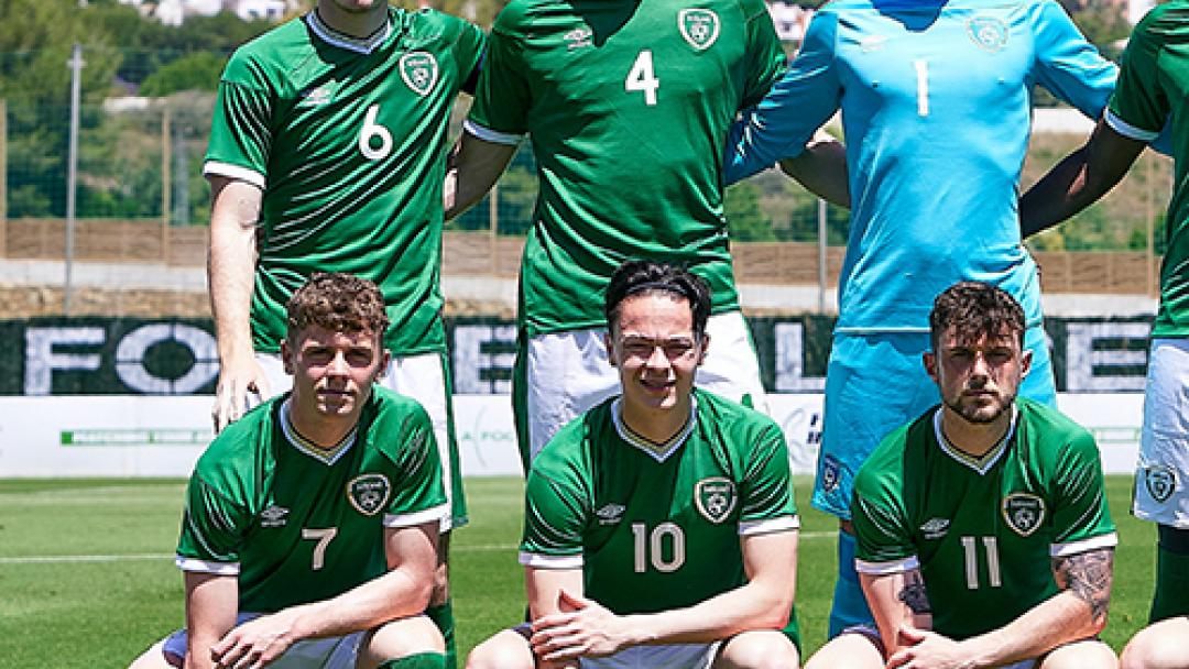 Conor Coventry (No6) lines up for Republic of Ireland U21s against Australia