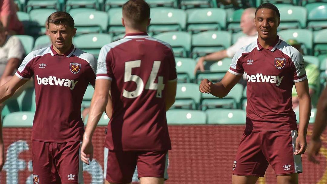 Armstrong Okoflex celebrates scoring against Celtic