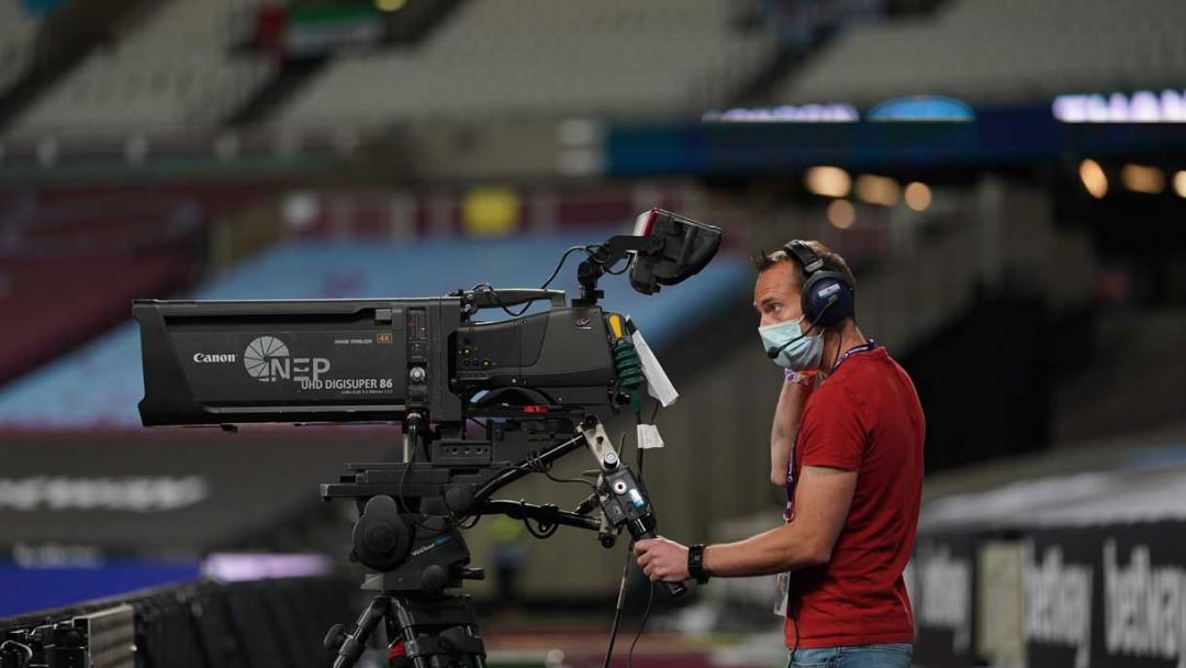 A TV camera at London Stadium