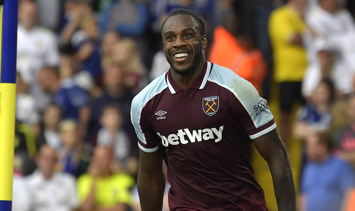 Michail Antonio celebrates against Leeds