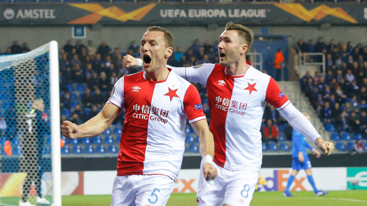 Vladimír Coufal helped Slavia Prague to a 4-1 UEFA Europa League win at Genk in February 2019