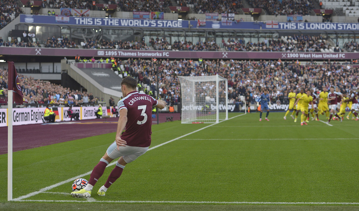 Aaron Cresswell delivers a corner