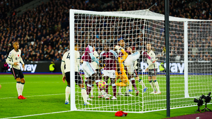 The Hammers score against Liverpool