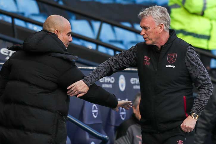 David Moyes with Pep Guardiola