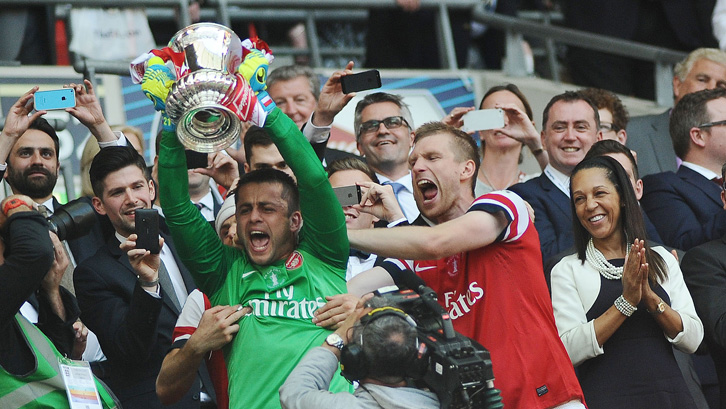 Fabianski celebrates winning the FA Cup with Arsenal