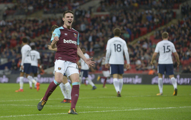 Declan Rice helped West Ham knock Spurs out of the Carabao Cup in October 2017