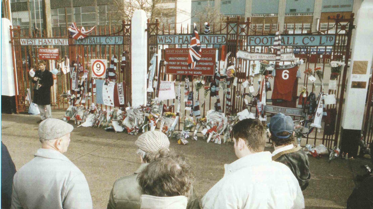 The Boleyn Ground gates were covered in tributes