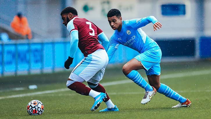 Jayden Fevrier in action at Manchester City