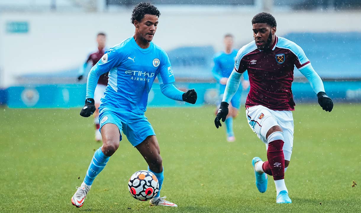 Jayden Fevrier in action at Manchester City