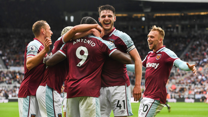 West Ham celebrate scoring at Newcastle in August 2021