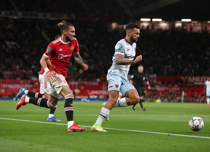 Ryan Fredericks in action at Manchester United in the EFL Cup