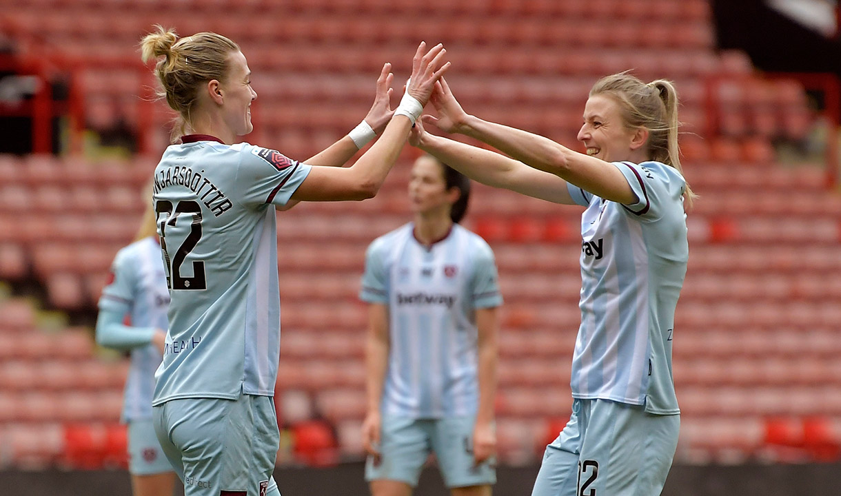 West Ham United women celebrate at Sheffield United