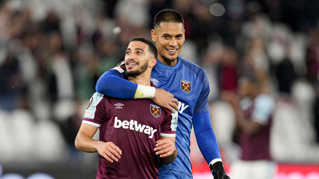 Alphonse Areola and Said Benrahma celebrate